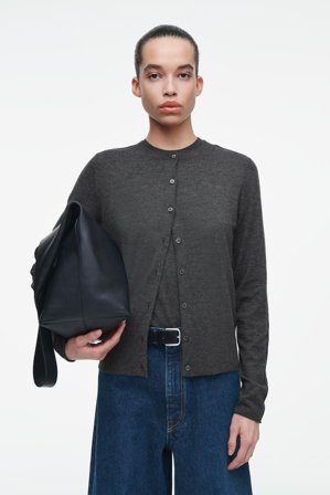 COS Femme Fine Cashmere Cardigan in Gris