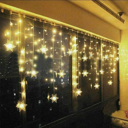 Fairy Lights, Snowflake Curtain Lights, 96 LEDs 3.5*0.8M O