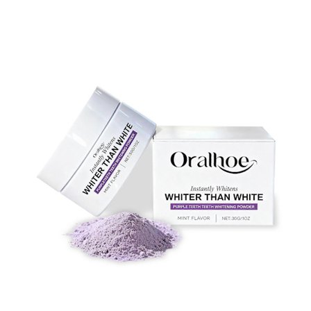 Tandblegningspulver, Remineraliserende Hydroxyapatit Tandpulver, Lilla Farvekorrektor for Øjeblikkelig Lysning, Emaljereparation & Langvarig Naturlig