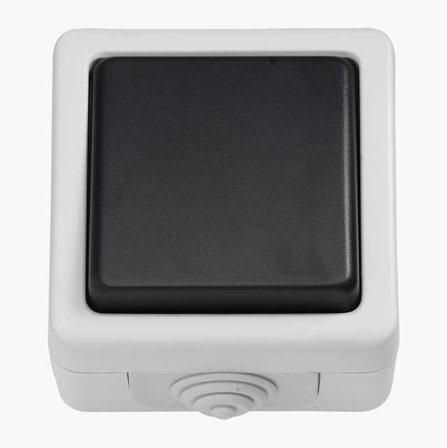 Strömbrytare För Utomhusbruk Enkel Grå/Svart - Biltema