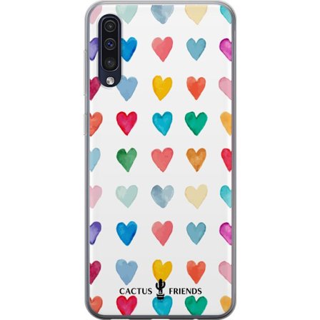 Kompatibel Mobilcover til Samsung Samsung Galaxy A50 Cactus and Friends - Watercolor Love Grid