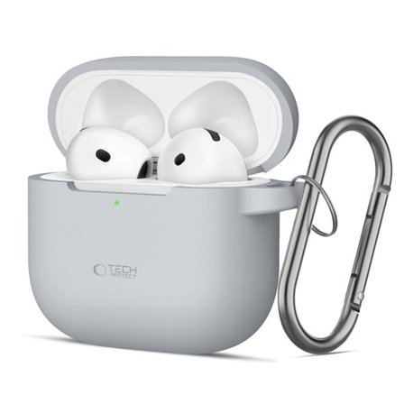 Tech-Protect silikonfodral med krok för AirPods 4 - Grå