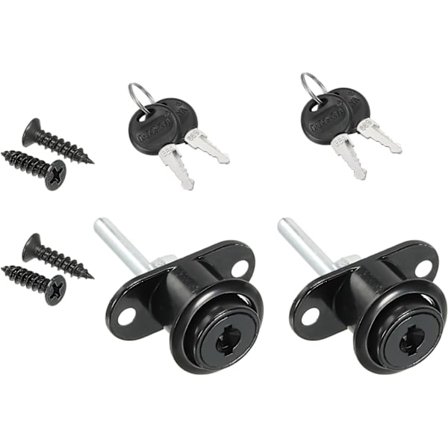 19 mm skuffelås med nøgler, 2-pak zinklegering skrivebordsskuffelås forskellige nøgler til møbler vitrineskab skab, sort