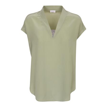 Brunello Cucinelli V-neck Bluse Grøn, Dame