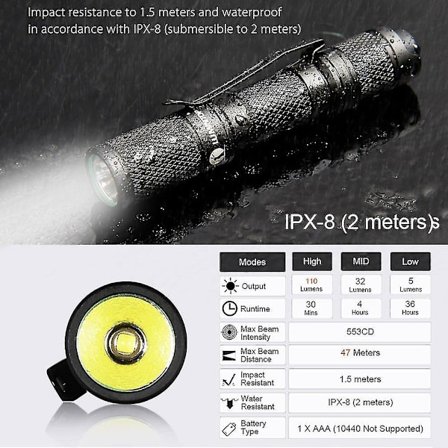 Lumintop Tool AAA Nøkkelring Mini Lommelykt Enkelt AAA Batteri