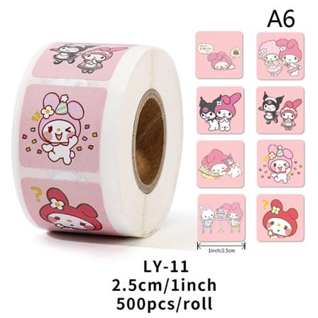 En rulle med 500 tegneseriebåndklistermærker Sanrio-klistermærker - Perfet A6