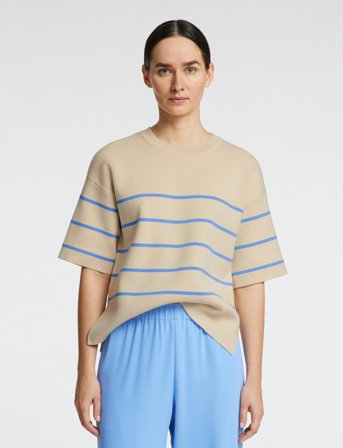 Selected Slfliva 2/4 Knit O-Neck Noos - Beige - M