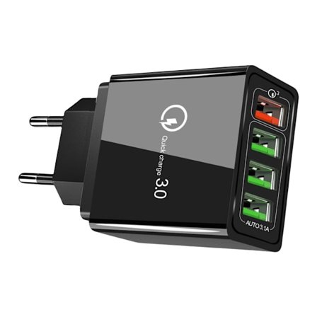 5V 3A 15W Opladerblok til mobiltelefon 4-ports USB-opladningsadapter