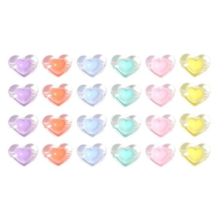 3 pakkausta akryyli irtohelmiä, Love Heart, taikaväri,