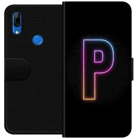 Yhteensopiva Lompakkokotelo Huawei Huawei P Smart Z Minimaalinen neonkirjain P värin asteittaisella muutoksella ja valotehosteella mustaa taustaa vas