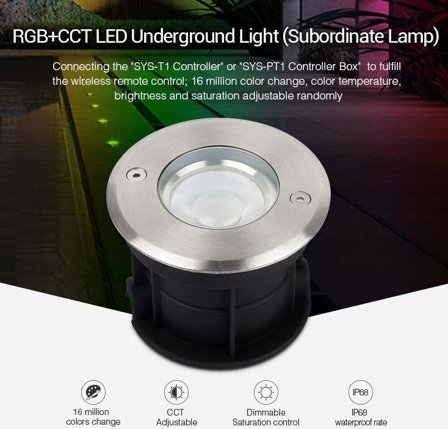 SYNERGY LED Subordinate Bodeneinbaustrahler 5W RGB+CCT mit Funk und WLAN *Milight/Miboxer*