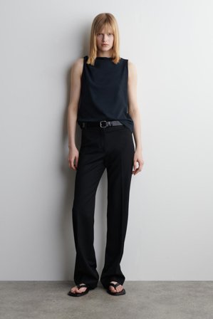 COS Women's Twist-Detail Cotton Top in Blue