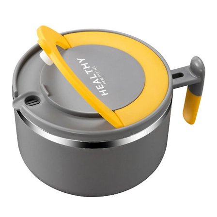 1 kpl monikäyttöinen nuudelikulho kannella, hyödyllinen ruoan tarjoilukippo kotiin (harmaa)