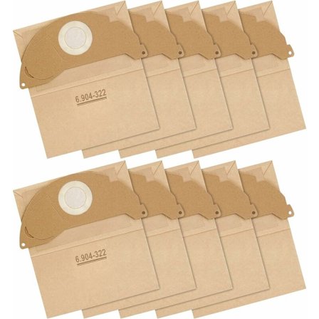 WD2 Pakke med 10 papirfilterposer for Kärcher WD2 MV2 A 2003/2024/2054 støvsuger