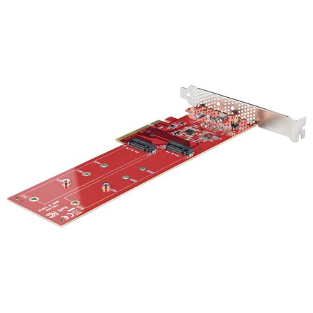 StarTech Dual M.2 PCIe SSD Adapter Card, x8 / x16 Dual NVMe or AHCI M.2 SSD to PCI Express 4.0, Up to 7.8GBps/Drive, For 2242/2260/2280/22110mm PCIe