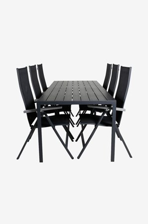 Venture Home - Spisegruppe Break med 6 stole Albany - Sort - Spisegrupper - Fra Homeroom