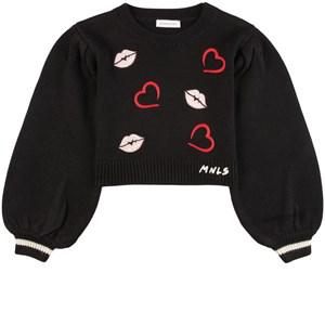 Monnalisa Black Heart Detail Knit Sweater 4 years - Jumpers and knitwear - 4 years - Black - Mädchen
