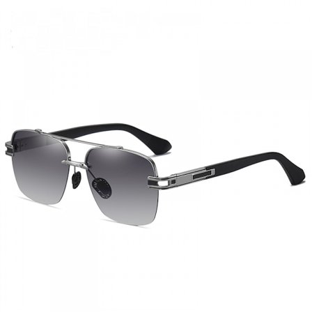 Rammeløse solbriller til mænd med polariserede linser, moderigtige, store stel, to-tonede, firkantede metal