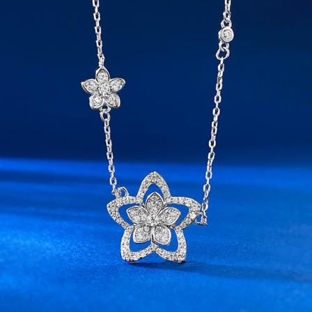 925 Silver Halsband Kvinnor 1 Hängande Nyckelben Kedja Smycken för Bröllopsfest