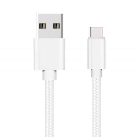 USB-C-kabel för Sony Xperia 1 - Xperia 5 - Xperia 10 - Xperia L4 - Silver Vit Flätad Nylon 1 Meter Phonillico