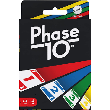 Mattel Games Phase 10 kortspill, sekvenser som ligner rummy, inneholder 108 kort, for hjemmebruk - Fargen på emballasjen kan variere