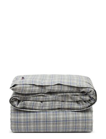 Gray/Blue Checked Cotton Flannel Duvet Cover Home Textiles Bedtextiles Duvet Covers Multi/mönstrad Lexington Home
