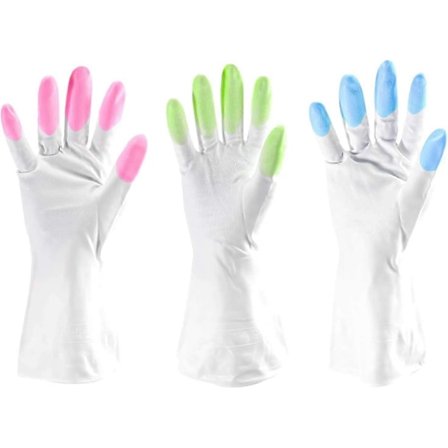 Gummihansker - Pakke med 3 par - Oppvaskhansker - Rengjøringshansker - Hagehansker for menn og kvinner - Sklisikre multifunksjonelle 