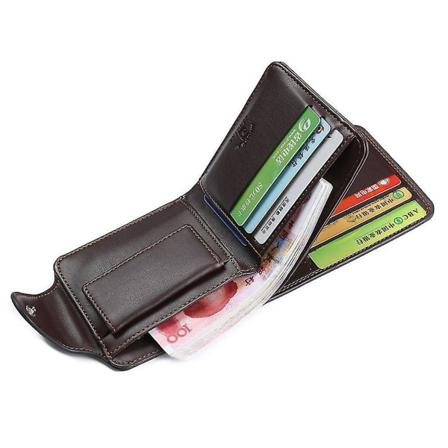 Kort plånbok i konstläder för män, europeisk stil
