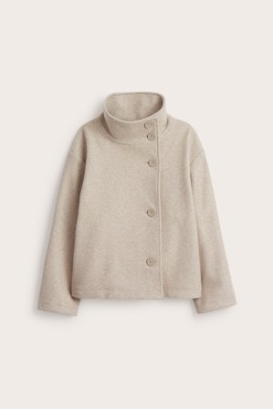 Kappahl | Kort kappa med hög krage | Melerad beige
