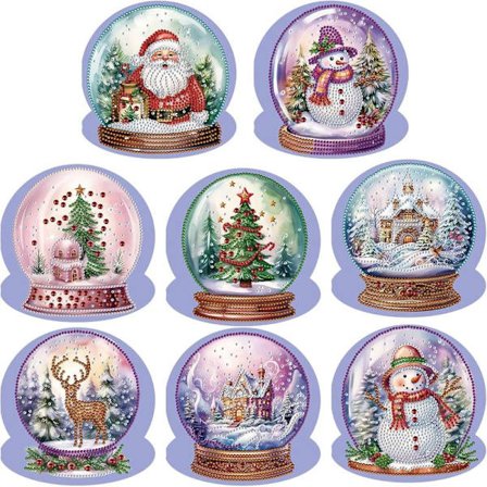 Diamond Painting Julkort - Diamond Painting, Julkort, Set med 8, DIY Handgjorda Kort med Kuvert, 5D Diamond Painting, 15x15 cm