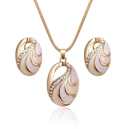 Set with necklace & earrings mother of pearl gilded Christmas present