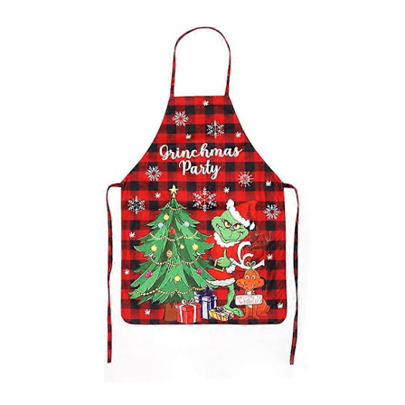 1 stk. Jule Grinch Forklæde A, Voksen Vaskbar Hagesmæk Køkkenforklæde med Julemandsmønster til Køkkendekoration Restaurant Maleri Håndværk, 