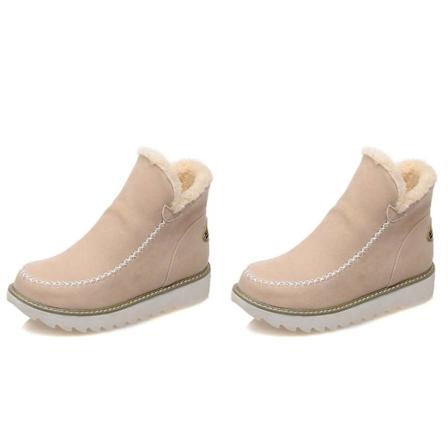 Damskor med pälsfodrade snöankelboots, vintervarma vattentäta platta skor, storlekar White 41