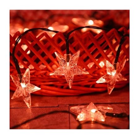 Sun Star ljusslinga, solcellslampor för utomhusbruk, solstjärnljusslinga för utomhusbruk, vattentät (7 m 50 LED, röd)