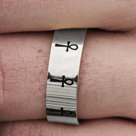 Anneau Ankh en acier argenté pour hommes - Bagues en acier