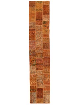 Perzisch Patchwork Vloerkleed 82X413 Tapijtloper Donkerrood/Bruin (Wol, Perzië/Iran)