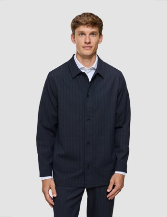 Shaping New Tomorrow - Heritage Overshirt - Dark Navy Pinstripe - Male - Size M