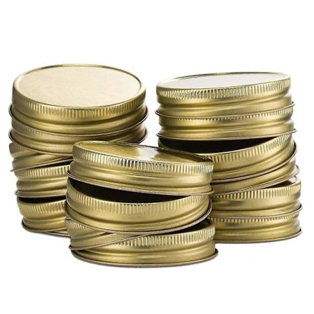 24-pak Masonburklåg, almindelig mund, lækagesikre, sikre Mason solide låg (guld)