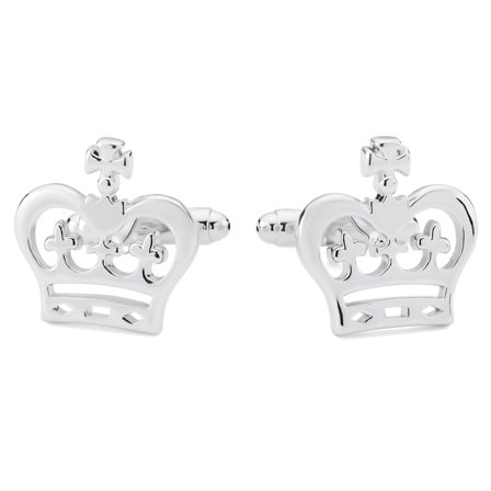 Novelle | Polierte silberfarbene Krone Manschettenknöpfe for Men
