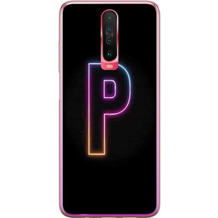 Kompatibel Mobilcover til Xiaomi Xiaomi Redmi K30 Minimalistisk neonbogstav P i farvegradient og lyseffekt mod sort baggrund i digital neonstil