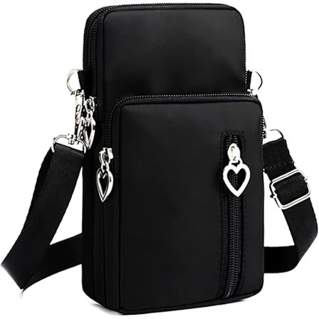 Kvinnors crossbody-telefonväska, damväskor över axeln, 3 lager mobiltelefonväska, plånbok i nylon för kvinnor