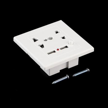 Kaksiporttinen USB-sähköinen seinälaturipistorasia