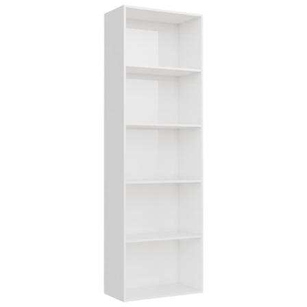 Vidaxl Bokhylla 5 Hyllor Vit Högglans 60x30x189 Cm Konstruerat T Vit