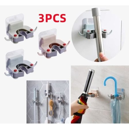 Kvast Hållare, Hushålls Mopp Krok Clip, Förvaringsställ med Väggmonterad Klädkrok, för Paraply, Dammuppsamlare