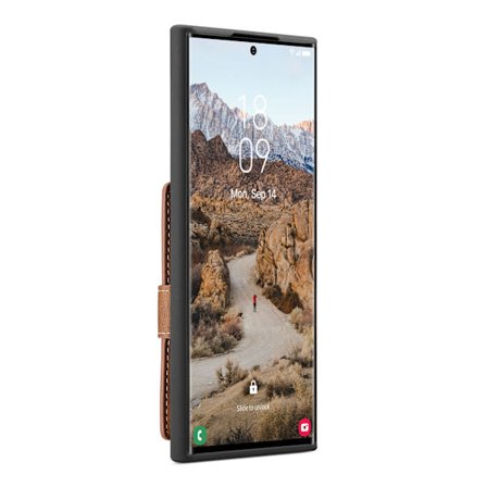 Läderplånbok med magnetiskt hållare för Galaxy S24 Ultra