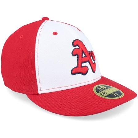 New Era - MLB Rød fitted Caps - Oakland Athletics Whiteboard Low Profile 59FIFTY Scarlet/White Fitted @ Hatstore