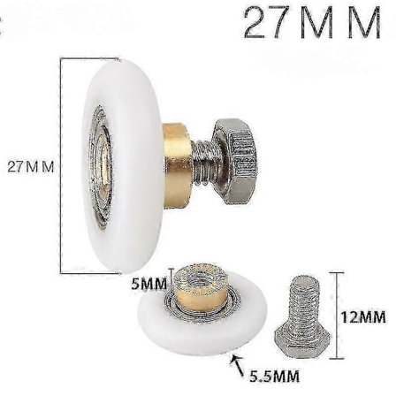 4 stk. dusjdørruller hjul dusjrom trinse bue baderomsglass bevegelig dør hengende hjul badehus skyvedør enkel