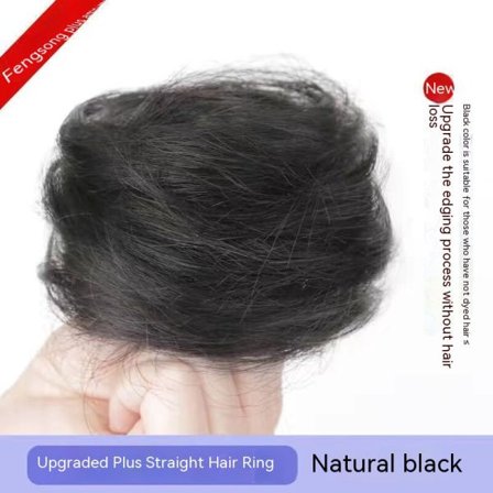 Mini Clip i Messy & Katteører Hår Bull Extensions Paryk Tilbehør Hårstykker til Kvinder Piger Naturlig Sort Glat Hår Cirkel