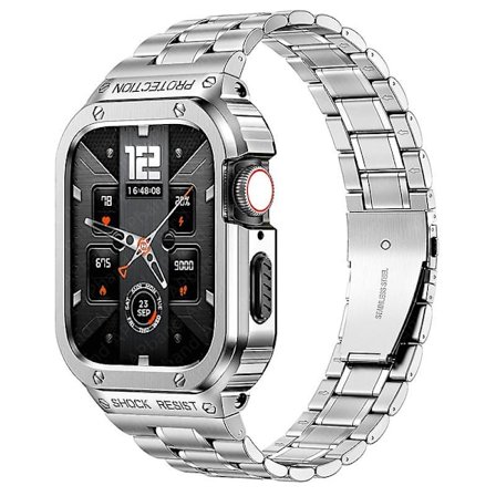 Case i rostfritt stål + rem För Apple Watch Band 44 mm 45 mm 49 mm 45 Mm Bumper Cover Tillbehör Iwatch Ultra Series 8 6 Se 7 Rem
