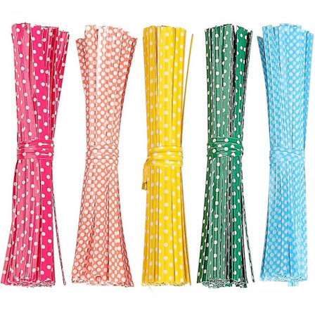 500 stk. 4 tommer Pose Twist Ties, Farverige Posebindere til Cellofan Partyposer - (FMY)